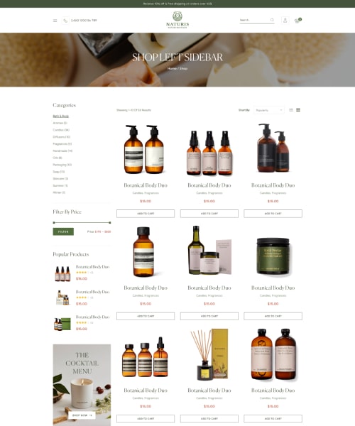 Shop left sidebar