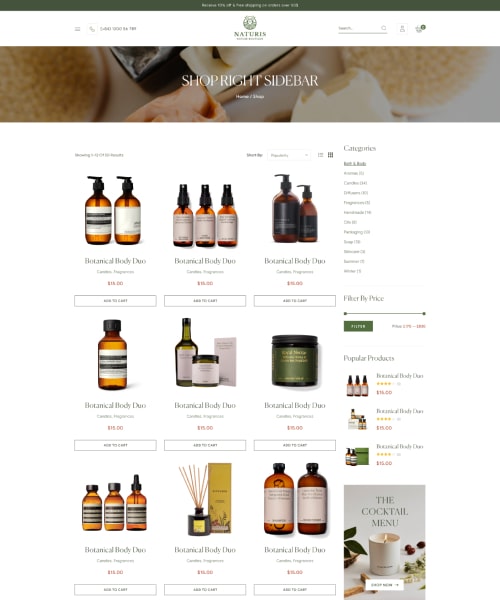 Shop right sidebar